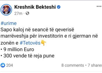 Rukiqi: Ne po prodhojmë kriza, vendet fqinje po tërheqin investime të huaja