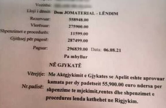 I shnoshi si kokrra e mollës që mori 300 mijë euro nga sigurimet për invaliditet total, zgjerohen hetimet nga policia