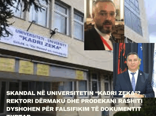 Skandal në Universitetin “Kadri Zeka”? Rektori Dërmaku dhe prodekani Rashiti dyshohen për falsifikim të dokumentit zyrtar