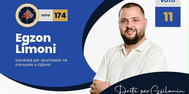 Egzon Limoni kandidat për Këshilltar Komunal në Gjilan nga radhët e AAK-së