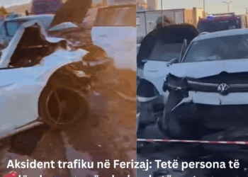 Aksident trafiku në Ferizaj: Tetë persona të lënduar nga përplasja e katër veturave