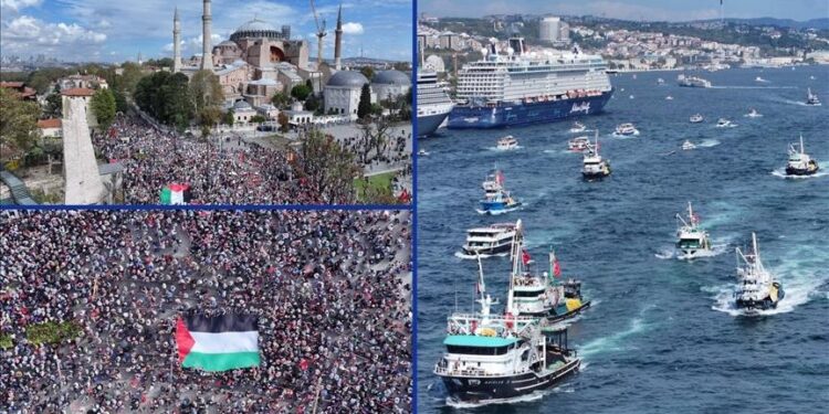Turqi, mbahen marshe dhe aktivitete solidariteti në mbështetje të Gazës dhe flotave humanitare