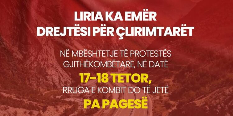 Protesta në Tiranë, “Rruga e Kombit” pa pagesë më 17 dhe 18 tetor