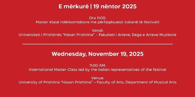 Master Class Ndërkombëtar në Okarina Fest 2025 sjell artistë italianë në Prishtinë