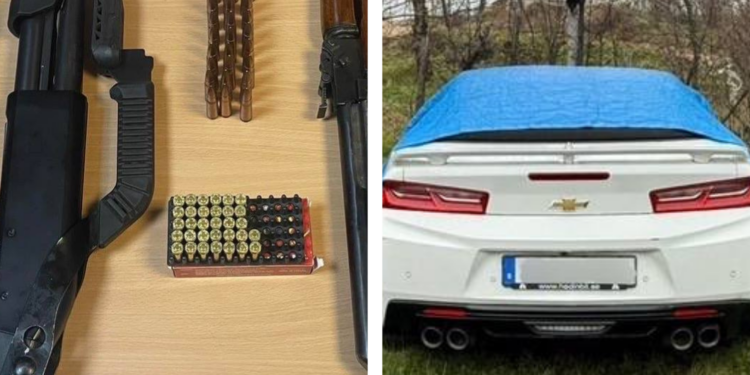 Veturë në kërkim nga Suedia gjendet në Prishtinë, një i arrestuar dhe armë të sekuestruara