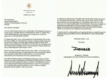 Osmani: E nderuar nga ftesa e Trump, Kosova gati të kontribuojë në ndërtimin e paqes globale