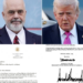 Trump i dërgon letër Ramës: Shqipëria ftohet si anëtare themeluese në Bordin e Paqes për Gazën