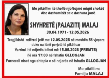 “Lot dhe dhimbje: I jepet lamtumira e fundit 55-vjeçares që u gjet e vdekur në Lumbardh”.