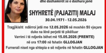 “Lot dhe dhimbje: I jepet lamtumira e fundit 55-vjeçares që u gjet e vdekur në Lumbardh”.