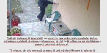 “Rrezikim i trafikut publik: Policia kërkon ndihmë për identifikimin e të dyshuarit”.