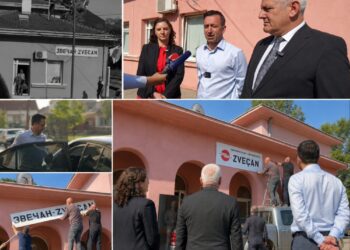 Tre ministra sodisin heqjen e një tabele në cirilike: dita e parë e fushatës zgjedhore të VV-së nis në veri.