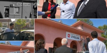 Tre ministra sodisin heqjen e një tabele në cirilike: dita e parë e fushatës zgjedhore të VV-së nis në veri.