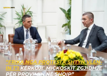 “Frika nga protesta shtyn VLEN-in t’i kërkojë Mickoskit zgjidhje për provimin në shqip”.