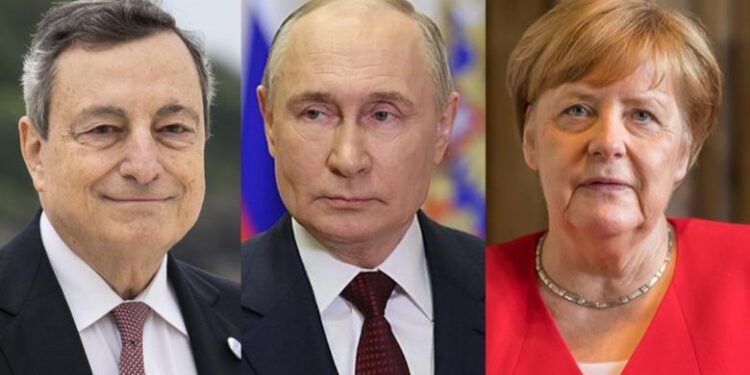 FT: BE shqyrton Merkelin dhe Draghin si emisarë për negociata të mundshme me Putinin për Ukrainën
