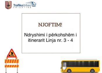 Trafiku Urban njofton për devijimin e linjave 3 dhe 4 në Prishtinë