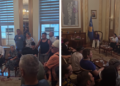 Mërgimtarët në zyrën e Haxhiut, Gërvalla u drejtohet atyre
